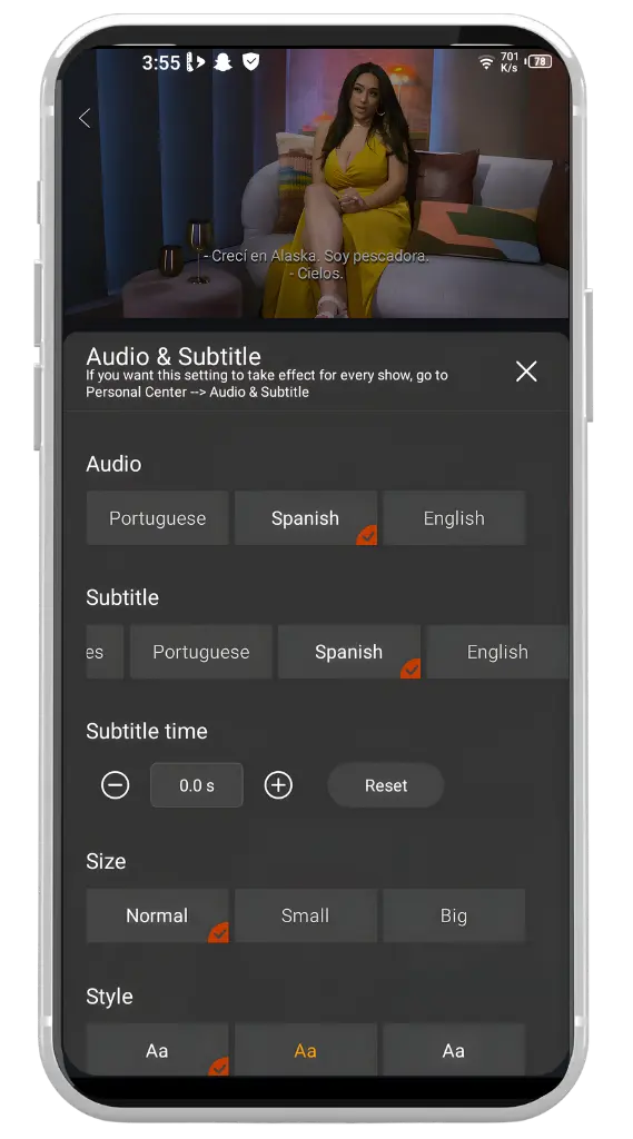 Transmisión de TV en vivo Subtítulos en varios idiomas