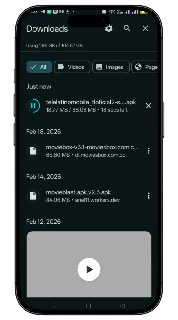 archivo mostrado en la carpeta de descarga